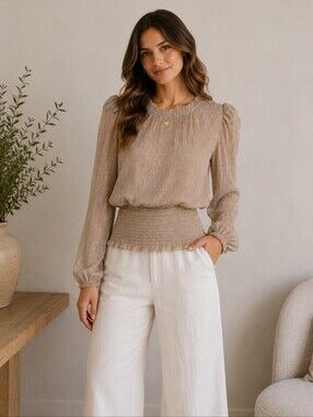 Joie Long Sleeve Champagne Blouse Size XS